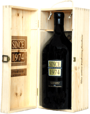 Raudonas sausas vynas SINCE 1974 PRIMITIVO DI MANDURIA D.O.P. DOUBLE MAGNUM.